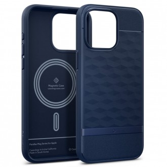 Mėlynas 3D dizaino dėklas "Spigen Caseology Parallax Mag Magsafe" telefonui iPhone 15 Pro Max