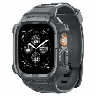 Tamsiai pilka sportinio stiliaus apyrankė/dėklas "Spigen Rugged Armor Pro" laikrodžiui Apple Watch Ultra 1 / 2 (49 MM)