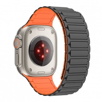 Pilka/Oranžinė apyrankė "Tech-Protect Iconband Magnetic" laikrodžiui Apple Watch 4 / 5 / 6 / 7 / 8 / 9 / SE / ULTRA 1 / 2 (42 / 44 / 45 / 49 MM) 