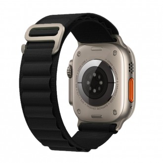 Juoda apyrankė "Tech-Protect Nylon Pro" laikrodžiui Apple Watch 4 / 5 / 6 / 7 / 8 / 9 / 10 / SE / ULTRA 1 / 2 (44 / 45 / 46 / 49 MM)