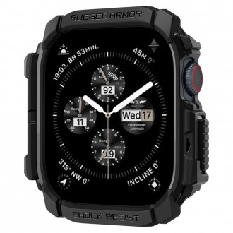 Juodas dėklas "Spigen Rugged Armor" laikrodžiui Apple Watch 10 (46 MM)