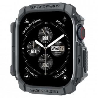 Pilkas dėklas "Spigen Rugged Armor" laikrodžiui Apple Watch 10 (46 MM)