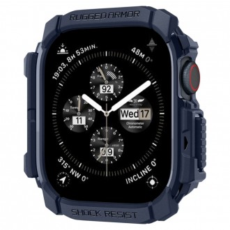 Mėlynas dėklas "Spigen Rugged Armor" laikrodžiui Apple Watch 10 (46 MM)