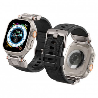 Juoda ayrankė su titano spalvos detalėmis „Spigen DuraPro Armor" laikrodžiui Apple Watch 6 / 7 / 8 / 9 / 10 / SE / ULTRA 1 / 2 (44 / 45 / 46 / 49 MM) 