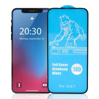 LCD apsauginis stikliukas juodais krašteliais "18D Airbag Shockproof" telefonui iPhone X / XS / 11 Pro