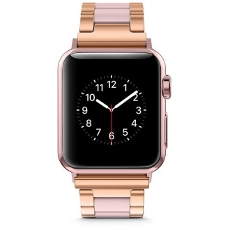 Perlo-aukso spalvos apyrankė Tech-Protect "Modern" laikrodžiui Apple Watch 4 / 5 / 6 / 7 / 8 / 9 / SE / ULTRA 1 / 2 (42 / 44 / 45 / 49 MM) (gana sunki)