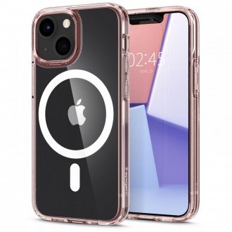 Skaidrus/rožinis naujos kartos dėklas "Spigen Ultra Hybrid Magsafe" telefonui iPhone 13