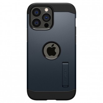 Plieno juodos spalvos dviejų sluoksniu dėklas su stovu "Spigen Tough Armor" iPhone 13 Pro Max