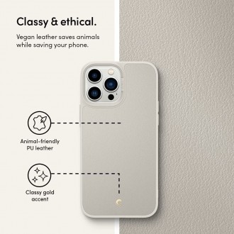 Kreminis šiurkščios odos tekstūros dėklas "Spigen Cyrill Leather Brick" telefonui iPhone 13 Pro Max