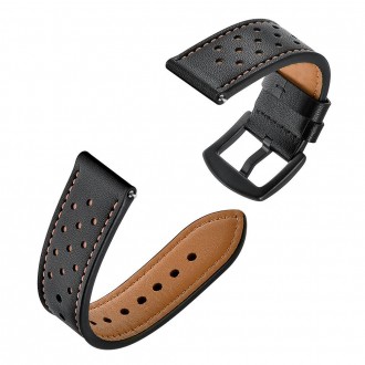 Tamsiai ruda/juoda apyrankė "Tech-Protect Leather" laikrodžiui Samsung Galaxy Watch 4 / 5 / 5 PRO / 6 (40 / 42 / 44 / 45 / 46 MM) 