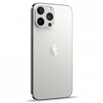 Sidabrinės spalvos apsauginis grūdintas stiklas (2vnt.) iPhone 13 Pro Max telefono kamerai apsaugoti "Spigen Optik.TR Camera Protector"