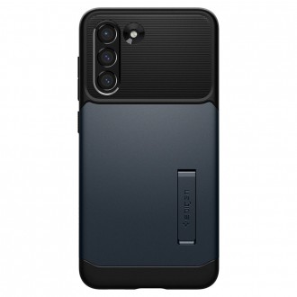 Juodas dviejų tekstūrų dėklas su stovu "Spigen Slim Armor" Galaxy S21 FE