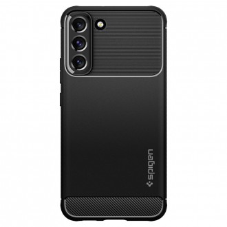 Juodas tekstūrinis dėklas "Spigen Rugged Armor" telefonui Galaxy S22 Plus