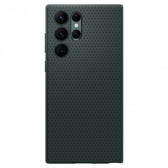 Tamsiai žalias originalios tekstūros dėklas "Spigen Liquid Air" telefonui Samsung Galaxy S22 Ultra