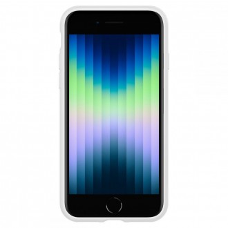 Baltas minimalistinio dizaino dėklas "Spigen Silicone Fit" telefonui iPhone 7 / 8 / SE 2020 / 2022