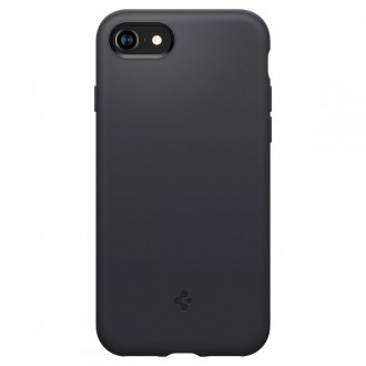Juodas minimalistinio dizaino dėklas "Spigen Silicone Fit" telefonui iPhone 7 / 8 / SE 2020 / 2022