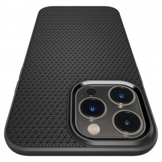 Juodas originalios tekstūros dėklas "Spigen Liquid Air" telefonui iPhone 14 Pro 