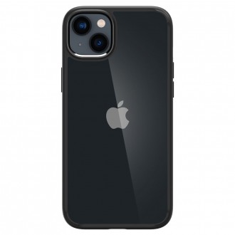 Itin tvirtas permatomas dėklas juodos spalvos kraštais "Spigen Ultra Hybrid" telefonui iPhone 14 