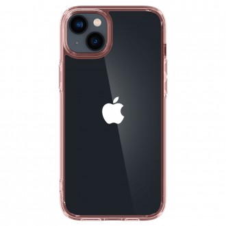 Itin tvirtas skaidrus dėklas rožiniais kraštais "SPIGEN ULTRA HYBRID CRYSTAL CLEAR" telefonui iPhone 14