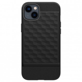 Juodas 3D dizaino dėklas, "Spigen Caseology Parallax Mag Magsafe" telefonui iPhone 14 Plus
