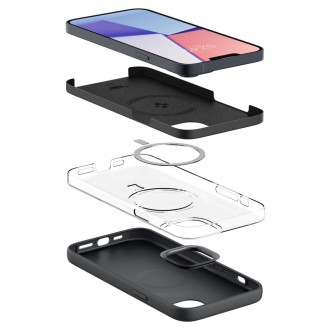Juodas minimalistinio dizaino dėklas "Spigen Silicone Fit Mag Magsafe" telefonui iPhone 14 Plus