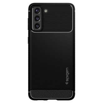 Juodas tekstūrinis dėklas "Spigen Rugged Armor" telefonui Galaxy S21