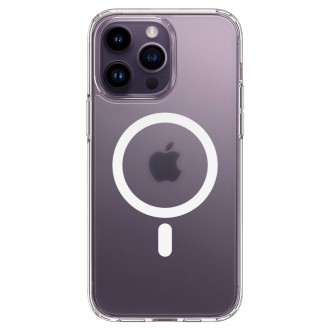 Itin tvirtas pusiau skaidrus dėklas "Spigen Ultra Hybrid Mag Magsafe Frost Clear" telefonui iPhone 14 Pro