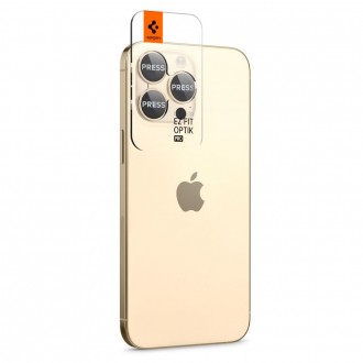Auksinės spalvos kameros apsauga "Spigen Optik.Tr Ez Fit Camera Protector" (2vnt.) telefonui iPhone 14 Pro / 14 Pro Max