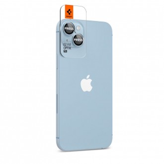 Melsvos spalvos kameros apsauga "Spigen Optik.Tr Ez Fit Camera Protector" (2vnt.) telefonui iPhone 14 / 14 Plus