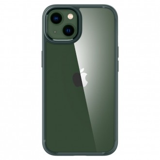 Itin tvirtas skaidrus dėklas žaliais kraštais "Spigen Ultra Hybrid" telefonui iPhone 13