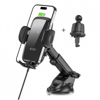 Automobilinis telefono laikiklis "Tech-Protect CM15W-V1 Dashboard & Vent Car Mount Wireless Charger 15W"