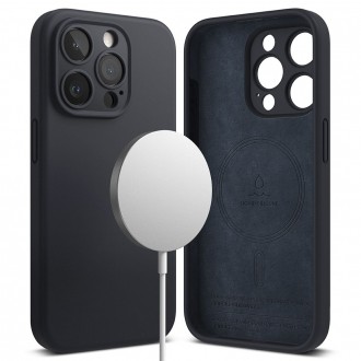 Tamsiai mėlynos spalvos dėklas "Ringke Silicone Magnetic Magsafe" telefonui iPhone 15 Pro Max