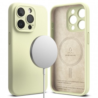 Citrinos spalvos dėklas "Ringke Silicone Magnetic Magsafe" telefonui iPhone 15 Pro Max