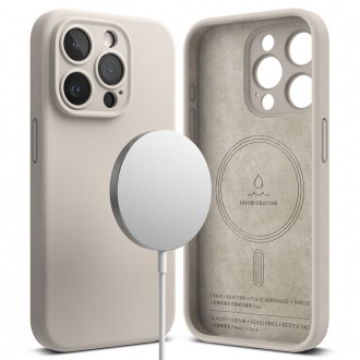 Akmens spalvos dėklas "Ringke Silicone Magnetic Magsafe" telefonui iPhone 15 Pro Max
