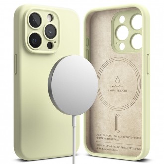Citrinos spalvos dėklas "Ringke Silicone Magnetic Magsafe" telefonui iPhone 15 Pro