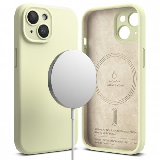 Citrinos spalvos dėklas "Ringke Silicone Magnetic Magsafe" telefonui iPhone 15