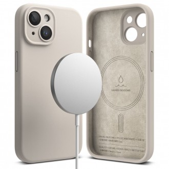 Akmens spalvos dėklas "Ringke Silicone Magnetic Magsafe" telefonui iPhone 15