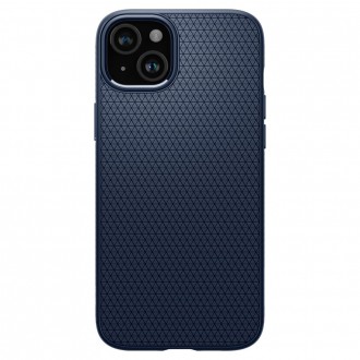 Mėlynas originalios tekstūros dėklas "Spigen Liquid Air" telefonui iPhone 15