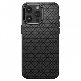 Juodas originalios tekstūros dėklas "Spigen Liquid Air" telefonui iPhone 15 Pro Max