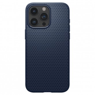 Mėlynas originalios tekstūros dėklas "Spigen Liquid Air" telefonui iPhone 15 Pro Max