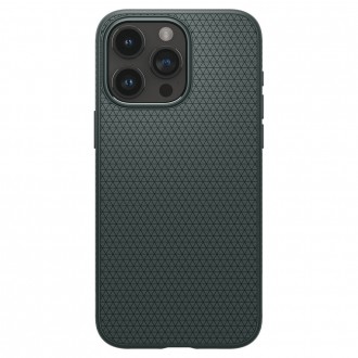 Žalias originalios tekstūros dėklas "Spigen Liquid Air" telefonui iPhone 15 Pro Max
