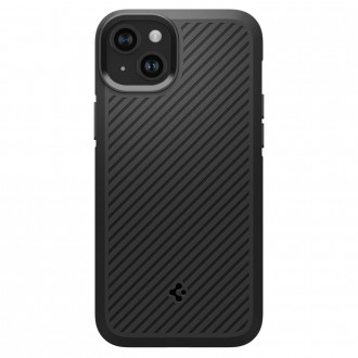 Juodas, išskirtinės tekstūros dėklas "Spigen Core Armor" telefonui iPhone 15 Plus