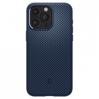 Mėlynas originalios matinės tekstūros dėklas "Spigen Mag Armor Magsafe" telefonui iPhone 15 Pro