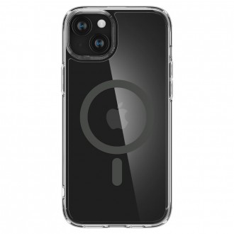 Itin tvirtas skaidrus dėklas su pilkomis detalėmis "Spigen Ultra Hybrid Mag Magsafe" telefonui iPhone 15