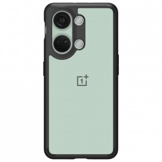 Itin tvirtas skaidrus dėklas juodos spalvos kraštais "Spigen Ultra Hybrid" telefonui Oneplus Nord 3 5G