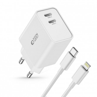 Pakrovėjas-įkroviklis buitinis "Tech-Protect C35W 2-Port Network Charger PD35W + Lightning Cable"