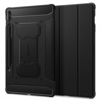 Juodas tekstūrinis dėklas "Spigen Rugged Armor Pro" planšetei Samsung Galaxy Tab S9 FE+ Plus 12.4 X610 / X616B