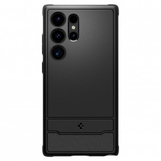 Juodas tekstūrinis dėklas "Spigen Rugged Armor" telefonui Samsung Galaxy S24 Ultra
