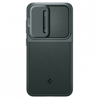 Žalias tekstūrinis dėklas su kameros apsauga "Spigen Optik Armor" telefonui Samsung Galaxy S24 