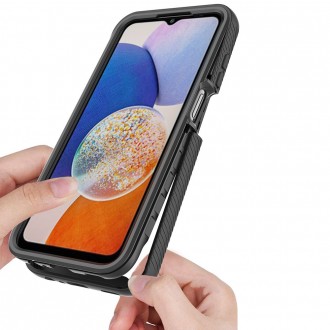 Dviejų dalių juodais kraštais permatomas dėklas "Tech-Protect Defense 360" telefonui Samsung Galaxy A15 4G / 5G